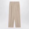 The Row Lilas light khaki cotton and linen trousers