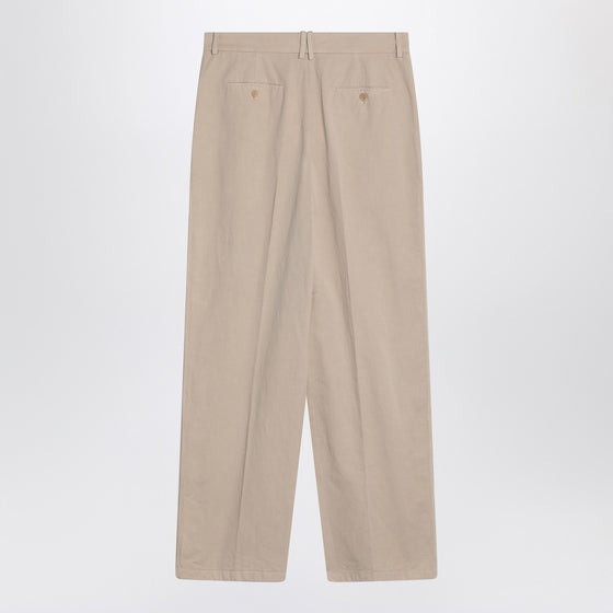 The Row Lilas light khaki cotton and linen trousers