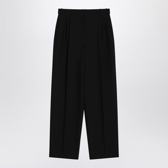 The Row Lilas trousers in black wool and linen