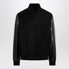 GUCCI Fabric bomber with nappa leather sleeves, black