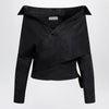 Balenciaga Off-shoulder wrap shirt in black