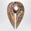 GUCCI Wool and silk shawl with Flora and GG print in shell