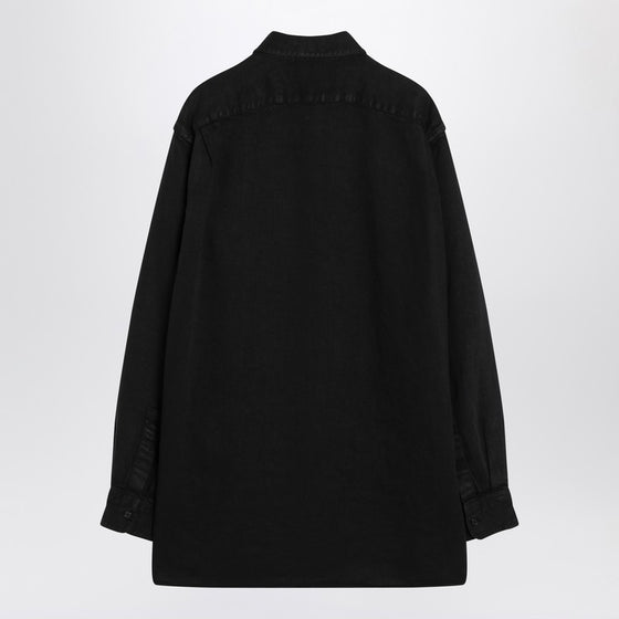 The Row Nesson black linen denim shirt