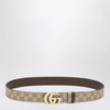 GUCCI Sand/Dark Brown Reversible Cut GG Marmont Belt