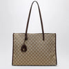 GUCCI Large London shopping bag in beige sand GG fabric