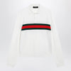 GUCCI White cashmere polo shirt with Web motif