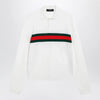 GUCCI White cashmere polo shirt with Web motif