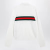 GUCCI White cashmere polo shirt with Web motif