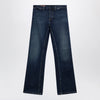 GUCCI Low-rise cotton denim Web tape trousers in blue