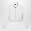 GUCCI Ribbed cotton jersey zip hoodie with Web in white