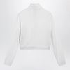 GUCCI Ribbed cotton jersey zip hoodie with Web in white