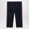 GUCCI Ribbed cotton jersey pants with Web, Blue Japan