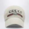 GUCCI Beige cotton baseball cap with embroidered logo