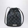 GUCCI Mini bucket bag with plaque in GG délavé denim, blue