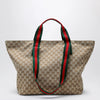 GUCCI Medium shopping bag in sand beige GG fabric