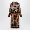 GUCCI Black/brown silk shirt dress with equestrian print