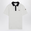 Moncler White cotton piqué polo shirt with embroidered logo