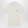 Moncler White cotton polo shirt with logo patch
