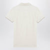 Moncler White cotton polo shirt with logo patch