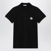 Moncler Black cotton piqué polo shirt with embroidered logo
