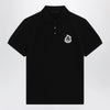 Moncler Black cotton piqué polo shirt with logo