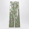 Valentino Silk trousers with all-over print in green