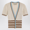 Valentino Openwork striped cotton cardigan