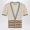 Valentino Openwork striped cotton cardigan