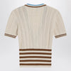 Valentino Openwork striped cotton cardigan