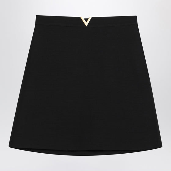 Valentino Black mini skirt with V Gold detail
