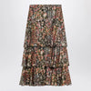 Valentino Silk tiered skirt with floral print