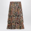 Valentino Silk tiered skirt with floral print