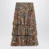 Valentino Silk tiered skirt with floral print