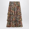 Valentino Silk tiered skirt with floral print