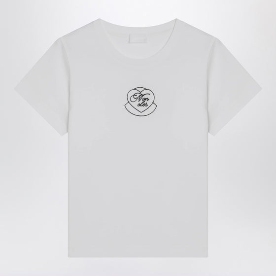 Moncler White cotton T-shirt with embroidered heart