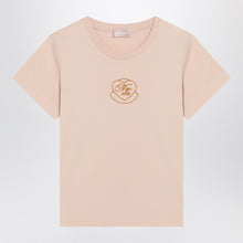  Moncler Pink cotton T-shirt with embroidered heart