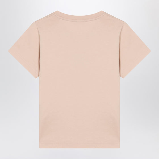 Moncler Pink cotton T-shirt with embroidered heart