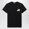 Moncler Black crewneck T-shirt with multipatches
