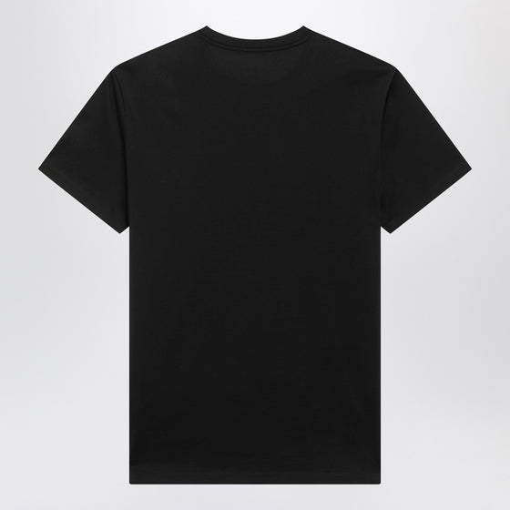 Moncler Black crewneck T-shirt with multipatches