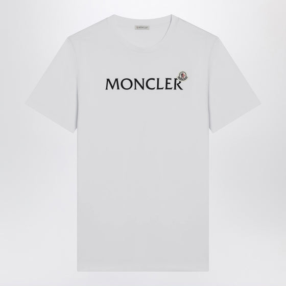 Moncler White crewneck T-shirt with logo print