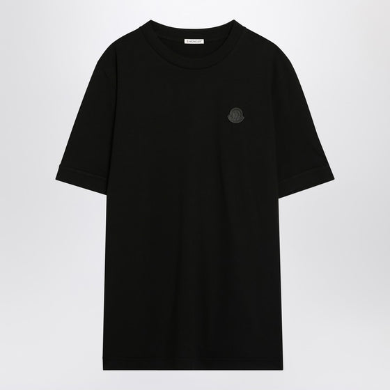 Moncler Black cotton T-shirt with logo patch