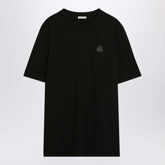 Moncler Black cotton T-shirt with logo patch