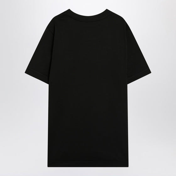 Moncler Black cotton T-shirt with logo patch