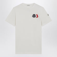  Moncler White T-shirt with embroidered tricolor logo
