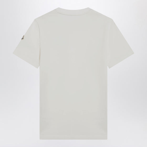 Moncler White T-shirt with embroidered tricolor logo