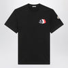 Moncler Blue T-shirt with embroidered tricolor logo