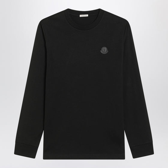 Moncler Black long-sleeve T-shirt with logo patch