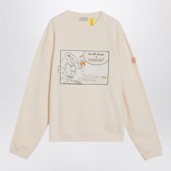 Moncler Genius Ivory white cotton sweatshirt