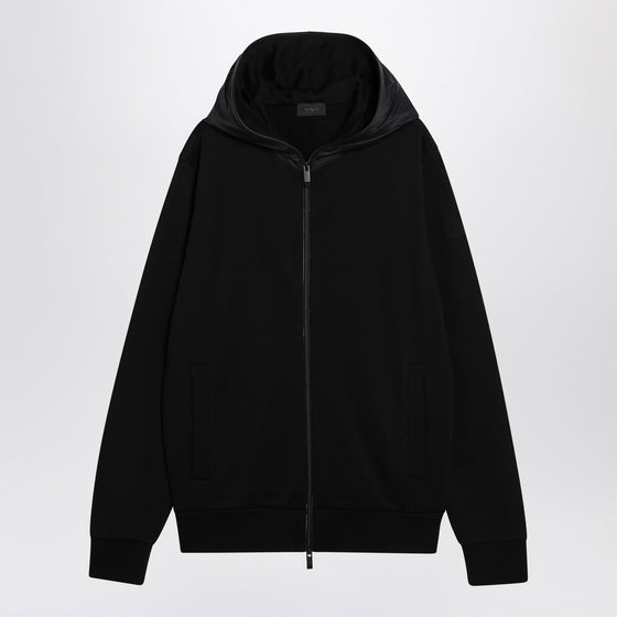 Moncler Black zip cardigan in cotton and nylon