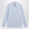 Valentino Light blue fil-à-fil cotton shirt with VLogo embroidery